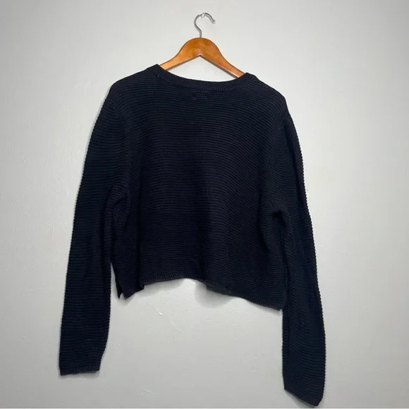 Cotton On Black Ribbed Cropped Crew Neck Sweater DD - Picture 2 of 5
